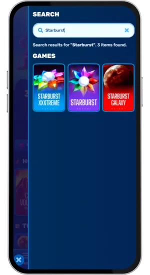 Find and launch Starburst in the slots section